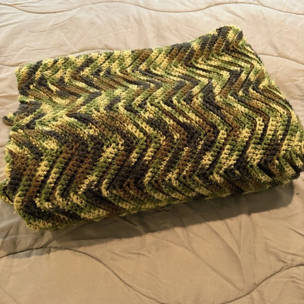 Crochet Afghan Camo Homemade Afghan Blanket Handmade Throw